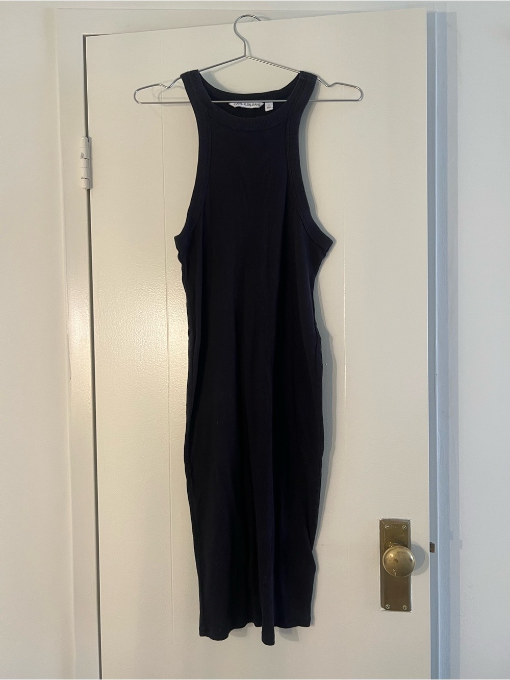 Calvin Klein Jeans Black Ribbed Tank Midi Dress